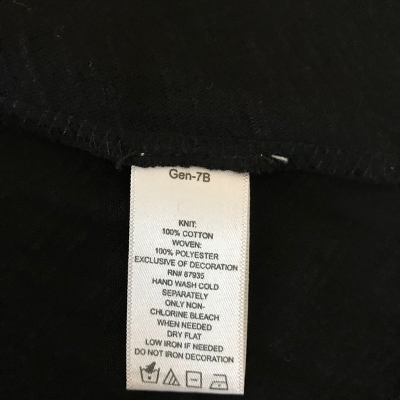 LOGO Slub Knit Embellished Chiffon Trim Tunic Women’s Size XS Black - Picture 7 of 9